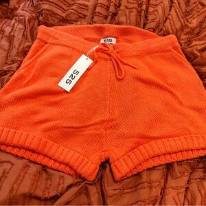 525 America High Waist Orange Knit Shorts